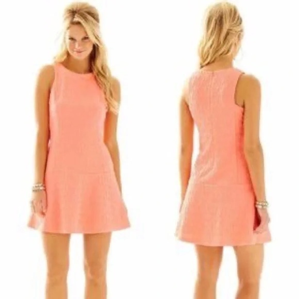 Lilly Pulitzer Kent Dress Cheeky Melon Retro Knit Jacquard Style # 18778